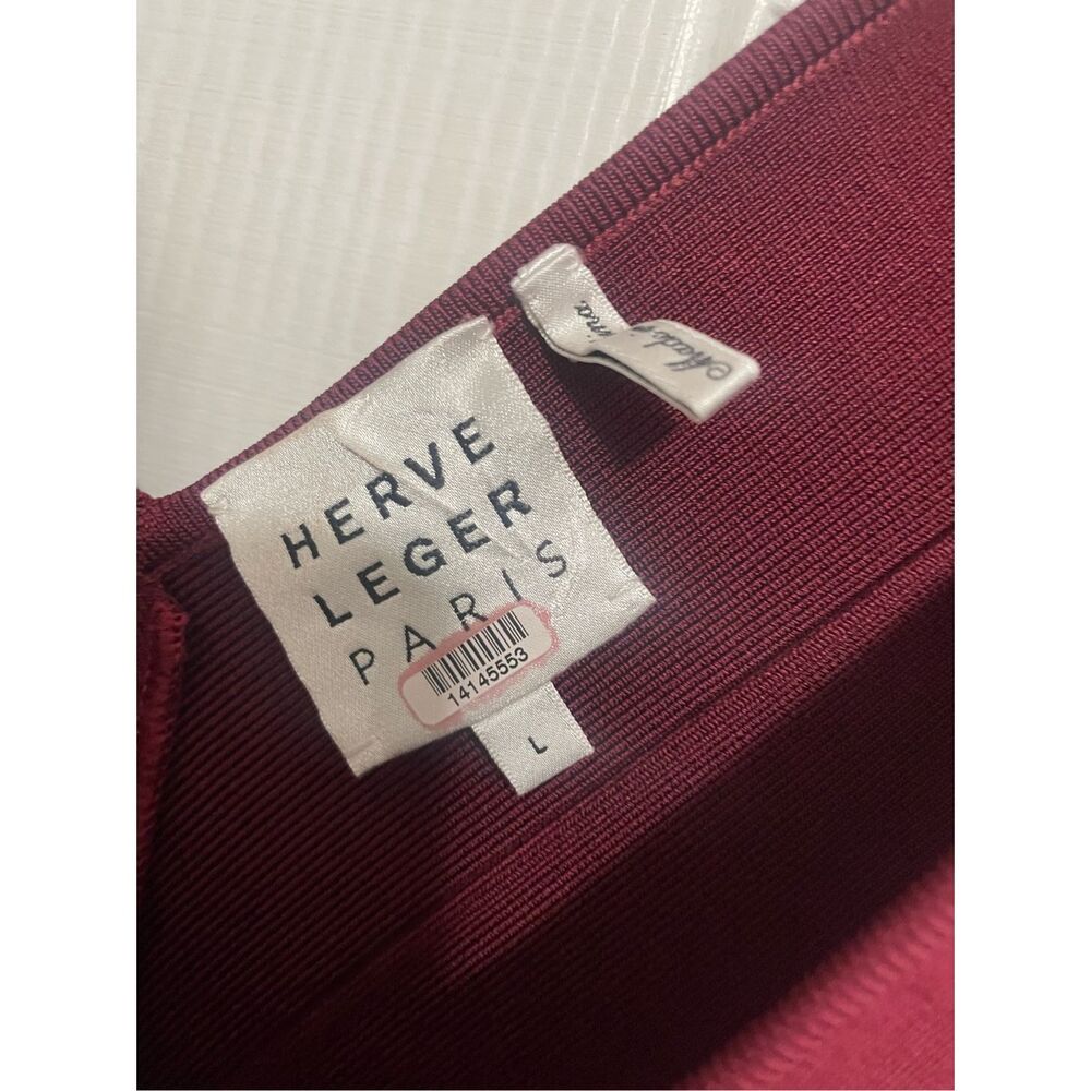 Hervé Léger Signature Bandage Dress Burgandy Large Like New $790 - Picture 4 of 8